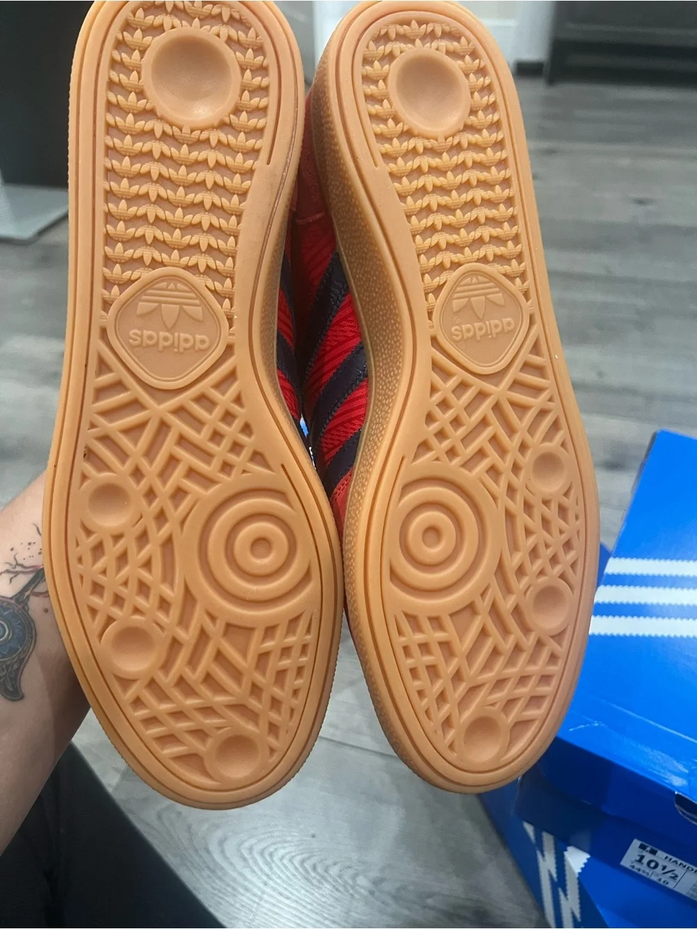 adidas Spezial Men’s Red Sneakers with Blue Stripes Spain World Cup edition
